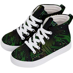 Circuits Circuit Board Green Technology Kids  Hi-top Skate Sneakers by Ndabl3x