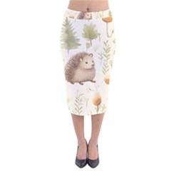 Hedgehog Mushroom Velvet Midi Pencil Skirt by Ndabl3x