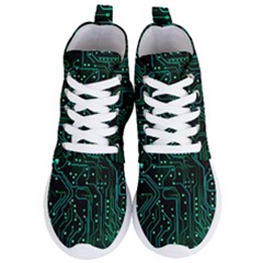 Circuits Circuit Board Green Women s Lightweight High Top Sneakers by Ndabl3x