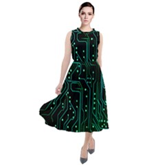 Circuits Circuit Board Green Round Neck Boho Dress by Ndabl3x