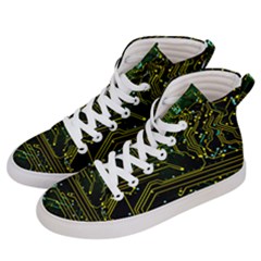 Circuits Circuit Board Yelow Men s Hi-top Skate Sneakers by Ndabl3x