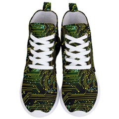 Circuits Circuit Board Yelow Women s Lightweight High Top Sneakers by Ndabl3x