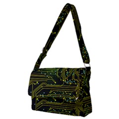 Circuits Circuit Board Yelow Full Print Messenger Bag (m) by Ndabl3x