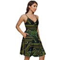 Circuits Circuit Board Yelow V-Neck Pocket Summer Dress  View2