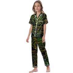 Circuits Circuit Board Yelow Kids  Satin Short Sleeve Pajamas Set by Ndabl3x