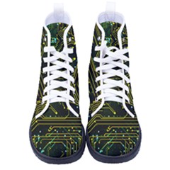 Circuits Circuit Board Yelow Men s High-top Canvas Sneakers by Ndabl3x