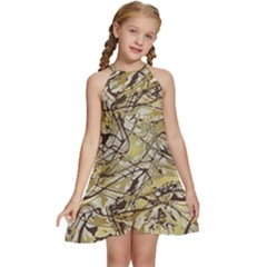 Marble Texture Pattern Seamless Kids  Halter Collar Waist Tie Chiffon Dress by Ndabl3x