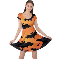 Halloween Bats Moon Full Moon Cap Sleeve Dress by Cendanart