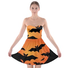 Halloween Bats Moon Full Moon Strapless Bra Top Dress by Cendanart