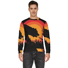 Forest Bear Silhouette Sunset Men s Fleece Sweatshirt by Cendanart