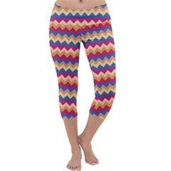 Zigzag Pattern Seamless Zig Zag Background Color Capri Yoga Leggings by Ket1n9