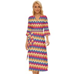 Zigzag Pattern Seamless Zig Zag Background Color Midsummer Wrap Dress by Ket1n9