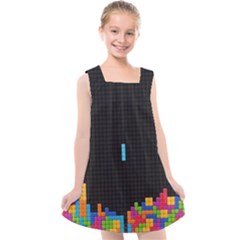 Tetris Game Kids  Cross Back Dress by Cendanart