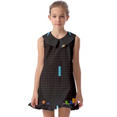 Tetris Game Kids  Pilgrim Collar Ruffle Hem Dress by Cendanart