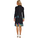 Tetris Game Long Sleeve Shirt Collar A-Line Dress View4