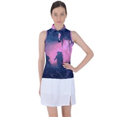 Beeple Astronaut Spacesuit 3d Digital Art Artwork Jungle Women s Sleeveless Polo T-shirt by Cendanart