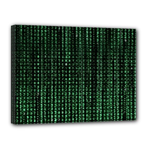 Green Matrix Code Illustration Digital Art Portrait Display Canvas 16  X 12  (stretched) by Cendanart