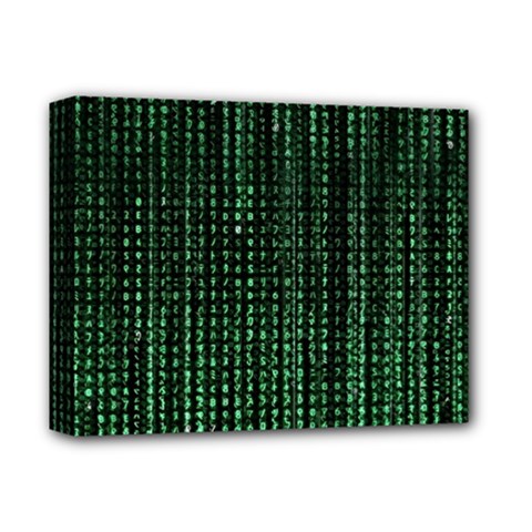 Green Matrix Code Illustration Digital Art Portrait Display Deluxe Canvas 14  X 11  (stretched) by Cendanart