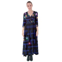 Retro Games Button Up Maxi Dress by Cendanart