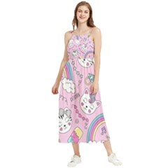 Beautiful Cute Animals Pattern Pink Boho Sleeveless Summer Dress by Grandong