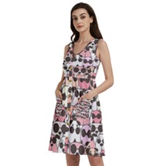 Cute Dog Seamless Pattern Background Sleeveless Dress With Pocket by Grandong