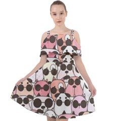 Cute Dog Seamless Pattern Background Cut Out Shoulders Chiffon Dress by Grandong