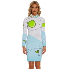 Astronaut Spaceship Long Sleeve Shirt Collar Bodycon Dress by Bedest