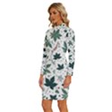 Leaves Nature Bloom Long Sleeve Shirt Collar Bodycon Dress View2