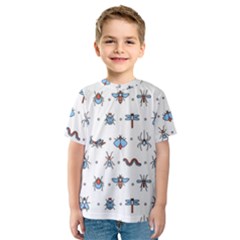 Insects Icons Square Seamless Pattern Kids  Sport Mesh T-shirt