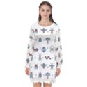 Insects Icons Square Seamless Pattern Long Sleeve Chiffon Shift Dress  View1