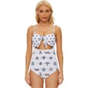 Insects Icons Square Seamless Pattern Knot Front One-Piece Swimsuit View1