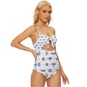 Insects Icons Square Seamless Pattern Knot Front One-Piece Swimsuit View3