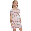 Cute Unicorn Rainbow Seamless Pattern Background Kids  Short Sleeve Tiered Mini Dress View3