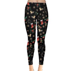 Christmas Time Red Snowing Leggings  by CoolDesigns