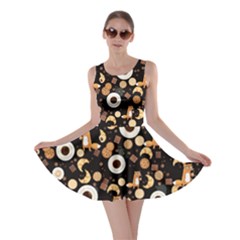 Black Cookies Pink Lollipop Candy Macaroon Cupcake Donut Skater Dress by CoolDesigns