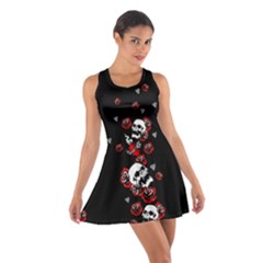 Roses Black Skulls Print Cotton Racerback Dress by CoolDesigns