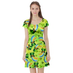 Shamrock Light Green Shamrock Style Short Sleeve Skater Dress by CoolDesigns