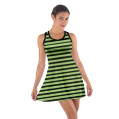 Stripes Black & Green Halloween Cotton Racerback Dress by CoolDesigns