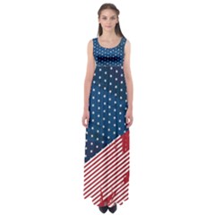 Vintage Dark Blue American Flag Print Empire Waist Maxi Dress by CoolDesigns