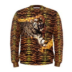 Paint Brush Orange Tiger Print Comfy Mens Sweatshirt by CoolDesigns