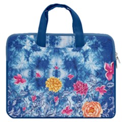 Tie Dye Blue Chrysanthemum Flowy Double Pocket 16  Laptop Bag by CoolDesigns