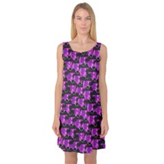 Purple & Black Cats On Pumpkin Prints Sleeveless Satin Nightdress by CoolDesigns