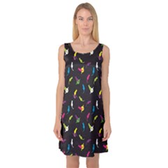 Colorful Space Cats Saturn And Stars Sleeveless Satin Nightdress by CoolDesigns