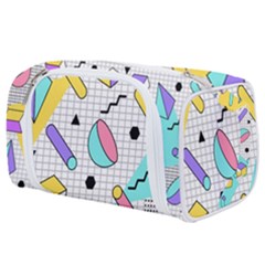 Tridimensional Pastel Shapes Background Memphis Style Toiletries Pouch by Bedest