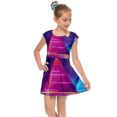 Egyptian Pyramids Night Landscape Cartoon Art Kids  Cap Sleeve Dress by Bedest