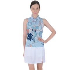 Crane Pattern Bird Animal Nature Women s Sleeveless Polo T-shirt by Bedest