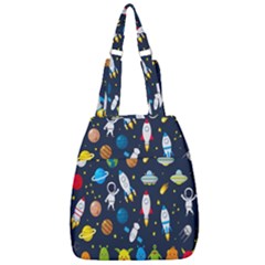 Big Set Cute Astronauts Space Planets Stars Aliens Rockets Ufo Constellations Satellite Moon Rover V Center Zip Backpack by Bedest