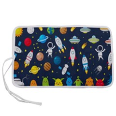 Big Set Cute Astronauts Space Planets Stars Aliens Rockets Ufo Constellations Satellite Moon Rover V Pen Storage Case (l) by Bedest