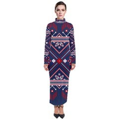 Ukrainian Folk Seamless Pattern Ornament Art Turtleneck Maxi Dress by Bedest