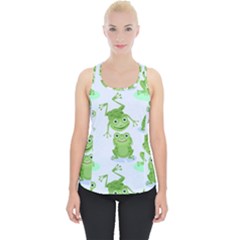 Cute Green Frogs Seamless Pattern Piece Up Tank Top by Bedest